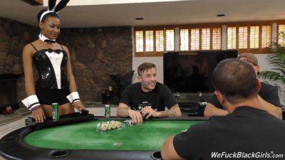 Filthy Rich - Ebony waitress pleases guys at the poker table with limitless sex - hellporno.com