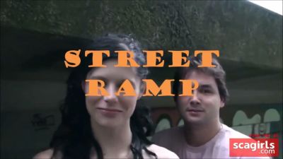 Brunette takes her lover hard on a graffiti-covered street ramp - yesvids.com
