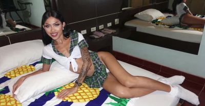 Thai college babe in a miniskirt gets an oily rubdown before giving an unforgettable BJ - alphaporno.com - Thailand